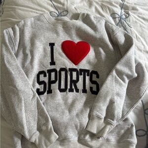 Abercrombie & Fitch Heather Gray Crewneck with Red Heart Patch